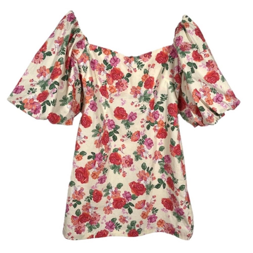 Zara Floral Puff Sleeve Caroline Mini Dress